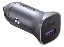 Comprar Cargador De Auto Ugreen 30w 2 Puertos Usb-a Y Usb-c Carga Rápida Color Gris