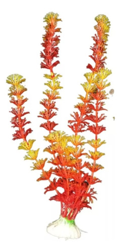 Decoración Floral  Para Acuarios Rojo Con Naranjo