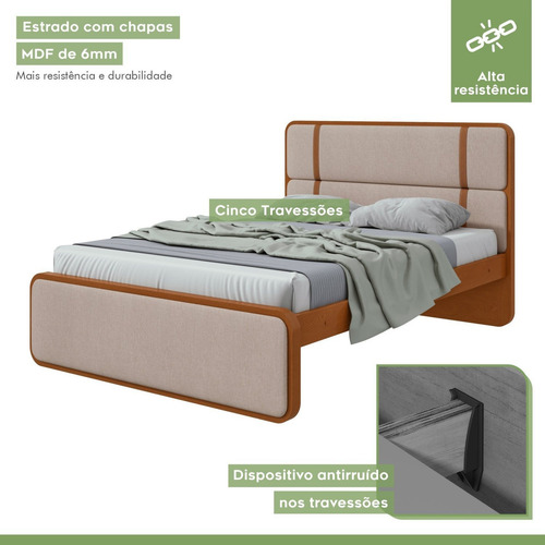Cama Casal Leder Em Mdp/mdf Tecido Linho