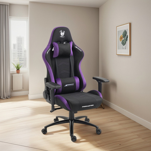 Cadeira Gamer Podcaster, Reclinável, 4d, Preta E Roxa