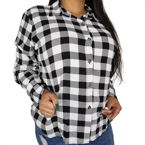 Camisa Xadrez Casual Feminina Vermelha Moda Quadriculada Manga Longa