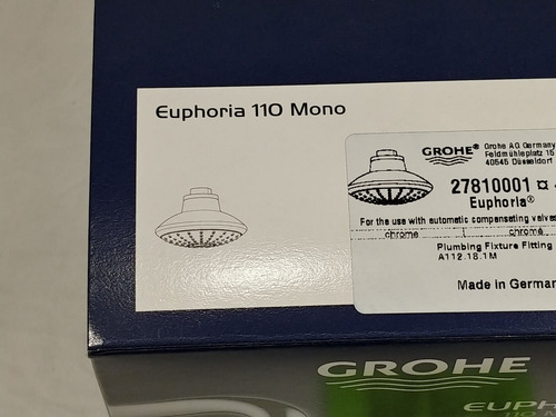 Grohe 27810001 Chrome Euphoria 2.0 Gpm Single Function S Cch