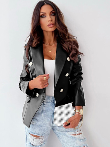 Chaqueta De Cuerina Blazer Largo