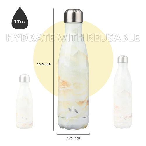 Botellas De Agua Aisladas, 17 Oz, Termo De Metal De Ace...