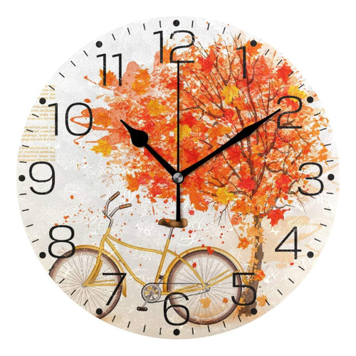 Zzaeo Reloj De Pared Con Diseño De Árbol De Otoño Y Hojas Ca