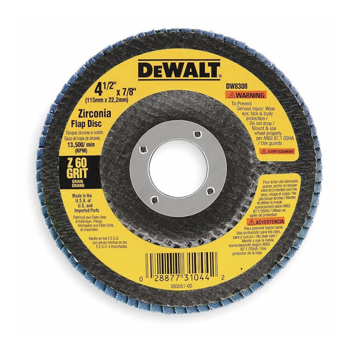 Disco Flap 4 -1/2 X 7/8 Grano 60 Dw8308 Dewalt