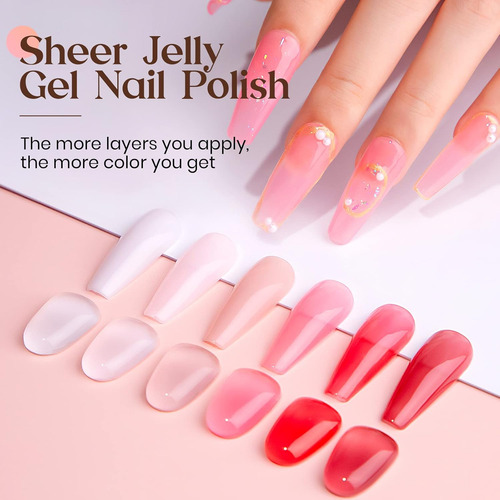 Mizhse Jelly Gel Polish Set, 12 Colores, 7ml