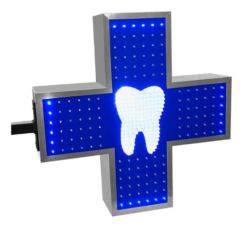 Cartel Cruz Led Odontólogo 60x60, Doble Faz, Multiefectos