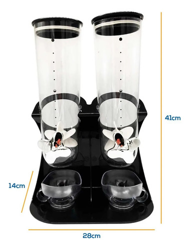 Dispenser Dispensador Doble Cereales Cerealero 3 Con Tazas