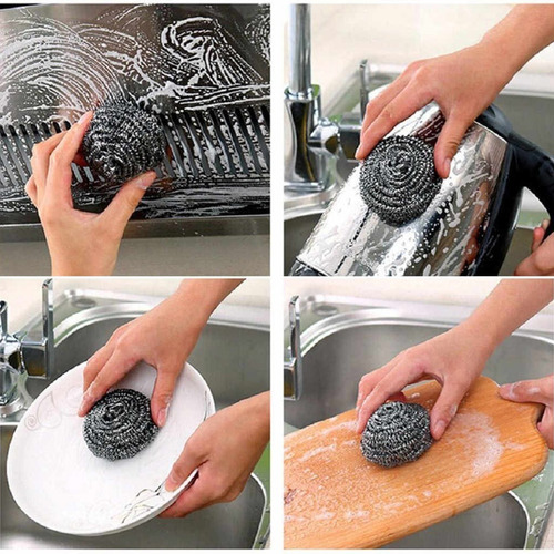 Fibras Acero Inoxidable Con Esponja Para Limpieza 3 Piezas