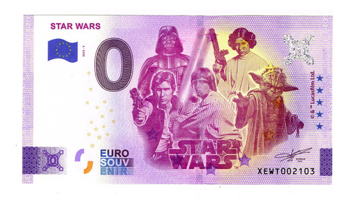 Billete 0 Euro Souvenir Star Wars Alemania Nuevo Sin C 2023 