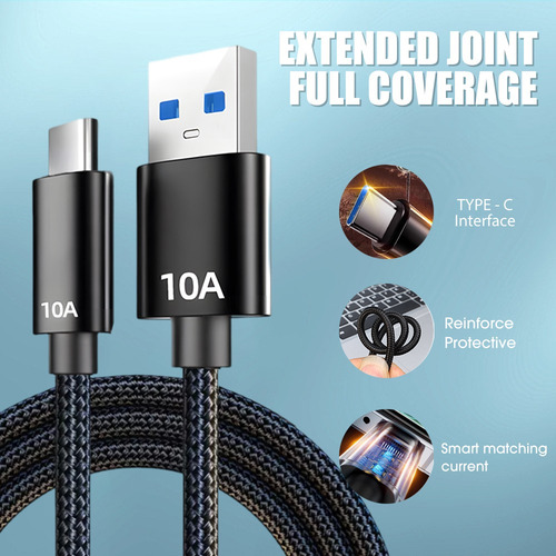 Cable De Datos De Carga Rápida De 120 W, 10 A, Cable Usb Tip