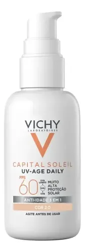 Protetor Solar Facial Anti-Idade FPS60 Capital Soleil UV Age Daily Vichy 40g Cor 2.0