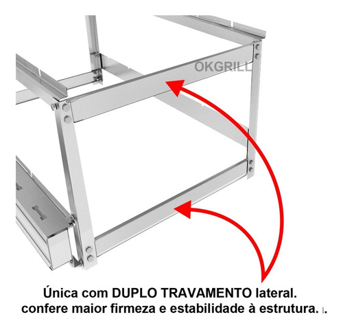 Gira Grill Churrasqueira Inox 5 Espetos + 3 Grelhas + Brinde