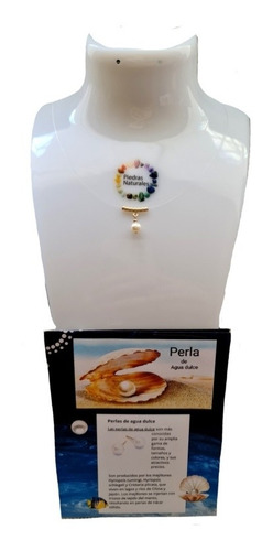 Collar Perla Natural De Agua Dulce 5.4mm Hilo Invisible 14k.