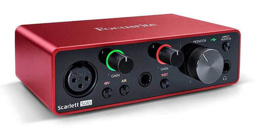 Interface de áudio Focusrite Scarlett Solo red - 3ª Geração