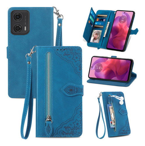 Funda Piel Con Cierre Tipo Cartera Y Cierre Para Motorola