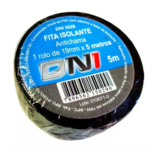 Dni5029 - Fita Isolante Em Pvc Antichama - Preto - 5m