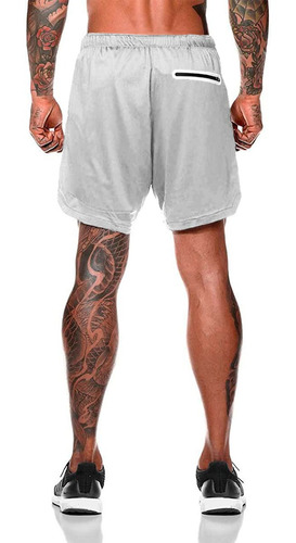 Imagen 4 de 10 de Short Gimnasio Licra Bolsillo Poliester Hombre