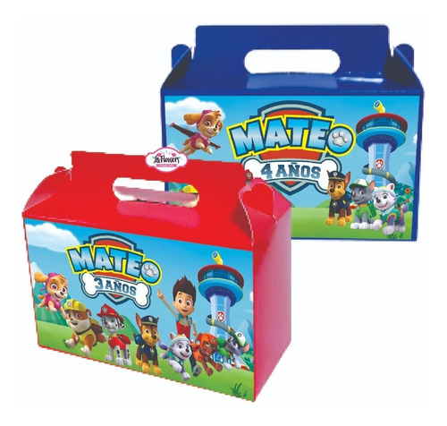 15 Loncheras Cartón Dulceros Paw Patrol Personalizadas