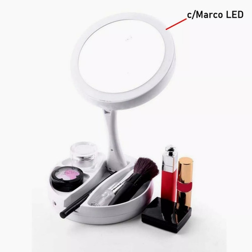 Imagen 2 de 9 de Espejo Con Luz Led Para Maquillaje Doble Aumento Usb