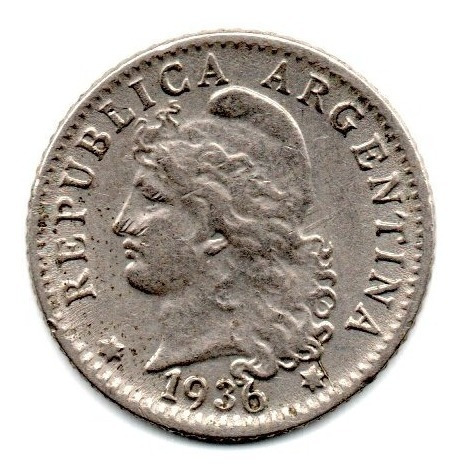 Moneda Argentina Niquel 5 Centavos 1936