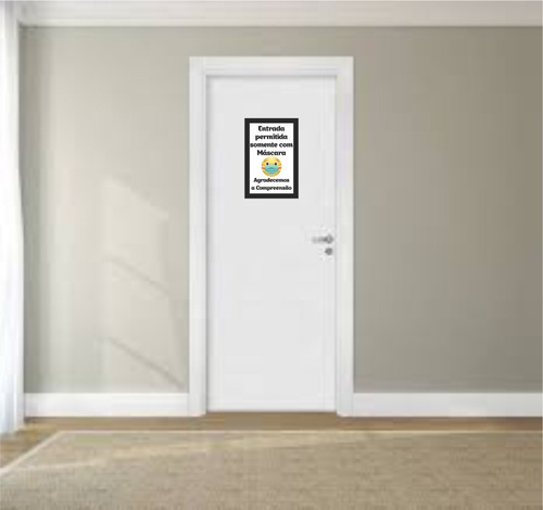 Placa Entrada Somente Com Máscara Agradecemos A Compreensão