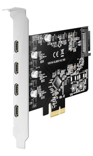 Placa Adaptador Pci-express X1 Com 4 Portas Usb Tipo C 3.1
