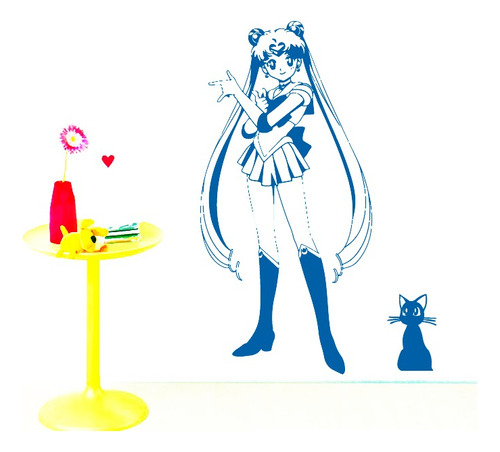 Vinilo Pared Adhesivo Decorativo Sailor Moon  56x115 Cm