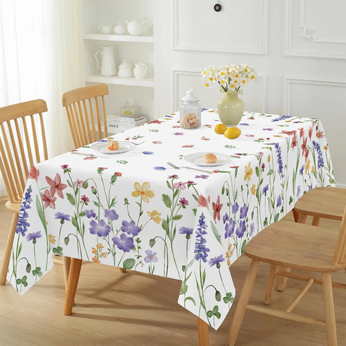 Mantel Rectangular 52 X 70 Pulgadas Con Diseño Floral Acuare
