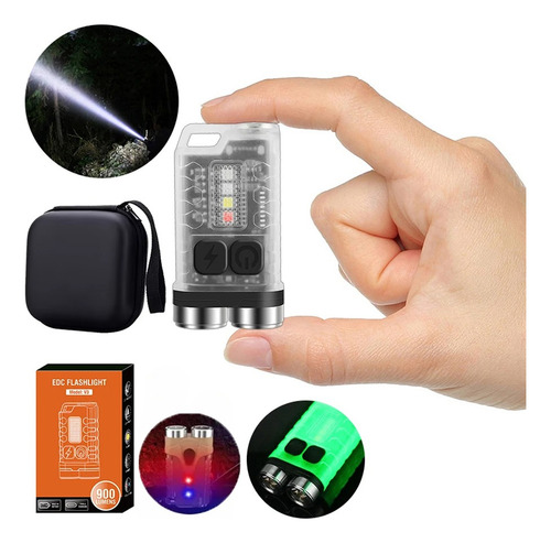 Lanterna V3 Edc, Mini Chaveiro, Lanterna Led, Luz De Carrega