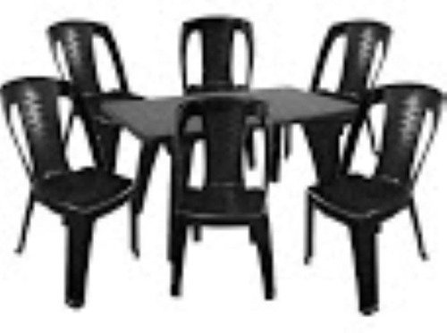 Juego De Mesa Rectangular Reforz. Negra+6 Sillas Capri Negra