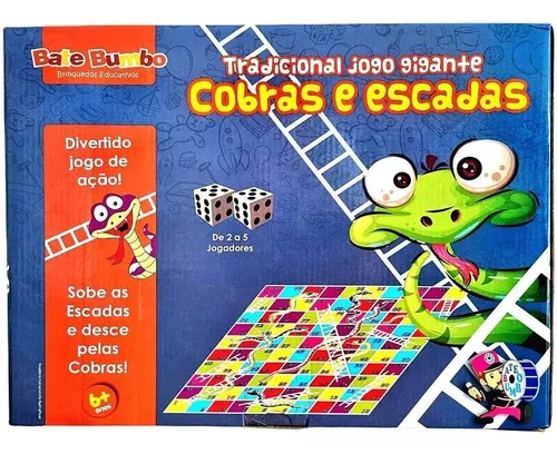 Tradicional Jogo Cobras e Escadas Gigante - Conceito Básico - Jogo de Dados  e Tabuleiro