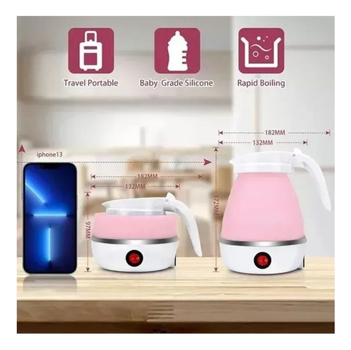 Hervidor Eléctrico Plegable Silicona 600ml Tetera Cocina