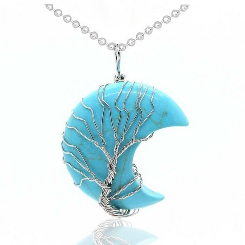 Collar Cuarzo Turquesa Arbol De La Vida + Estuche Tureloj