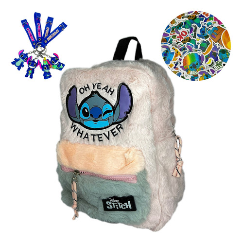 Mochila Stitch Suave Afelpada Viaje Cierre Reforzado+regalo
