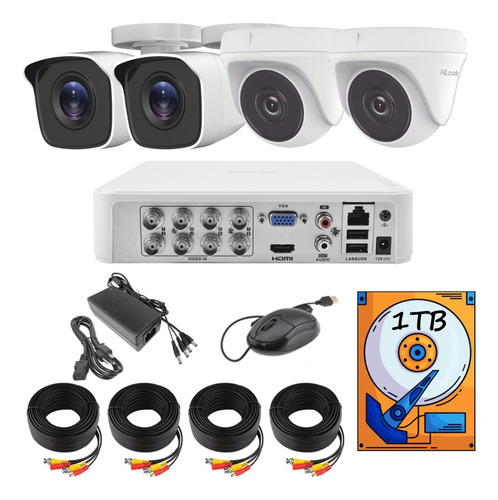 Kit Video Vigilancia 8 Ch 2 Domo 2 Bala 1080p 1 Tb
