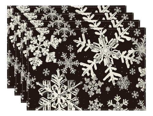 4 Manteles Individuales Decoracion Navidad Copos De Nieve
