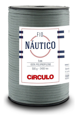 Cordão Fio Náutico 5mm Círculo Polipropileno Crochê Tricô Cor Alumínio - 8214