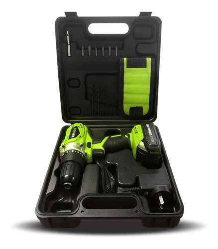 Imagen 2 de 2 de Taladro inalámbrico de 10mm Kroner KR-14V1400 14.4V + accesorios con maletín de transporte 220V