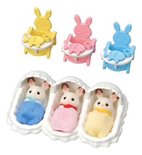 Sylvanian Families Set Trillizos Bebés Cuna Sillas Mantas Tx