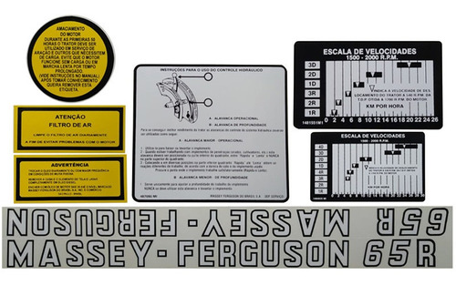 Jogo De Decalque (adesivo) Trator Massey Ferguson 65r