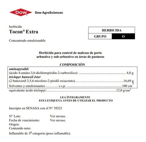 Tocon Extra X 1 Lt-corteva-arbusticida- Combo X 2 Unidades