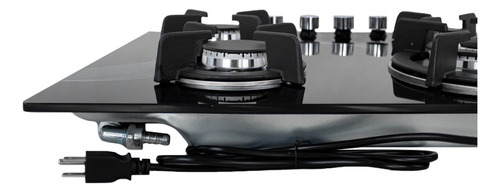 Parrilla A Gas De Cristal Templado 4 Quemadores Gravita Color Negro Gb6006gb-ci