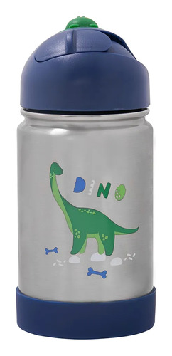 Garrafa Flip Térmica Infantil Alça Silicone Dino - Bupbaby