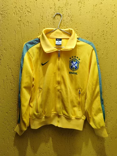 Jaqueta de futebol Nike N98 Brasil CBF autêntica (grande) amarela :  : Esporte