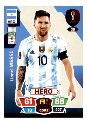Lionel Messi Hero #36 Carta Adrenalyn Xl Qatar 2022 Panini