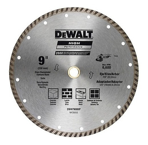 Disco Diamantado 9   (230mm) Turbo Dewalt Dw47900hp
