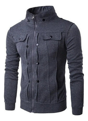 Ropa De Hombre Casual Suéter Con Cremallera Plisada Gabardin