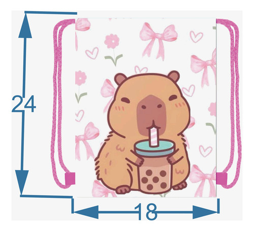 10 Morralitos Dulceros Capibara Rosa Bolsitas Dulceros Diseño Capibara Rosa